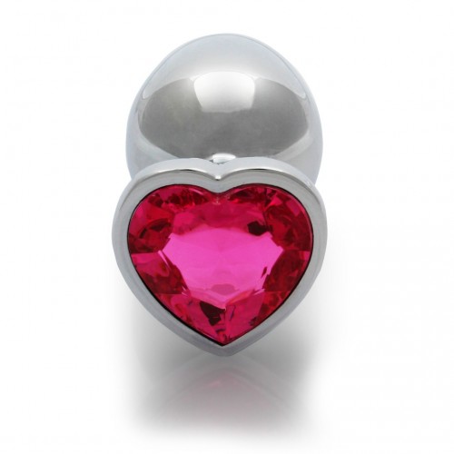 Μεταλλική Πρωκτική Σφήνα Με Κόσμημα Καρδιά - Shots Heart Gem Butt Plug Silver/Pink Large
