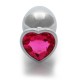 Μεταλλική Πρωκτική Σφήνα Με Κόσμημα Καρδιά - Shots Heart Gem Butt Plug Silver/Pink Large