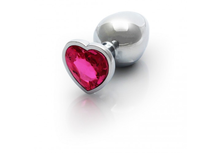 Μεταλλική Πρωκτική Σφήνα Με Κόσμημα Καρδιά - Shots Heart Gem Butt Plug Silver/Pink Medium
