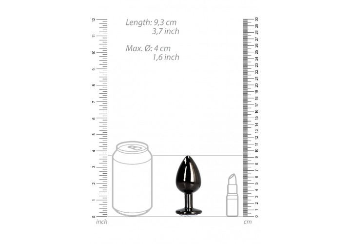 Μεταλλική Πρωκτική Σφήνα Με Στρογγυλό Κόσμημα - Shots Round Gem Butt Plug Black/Clear Large