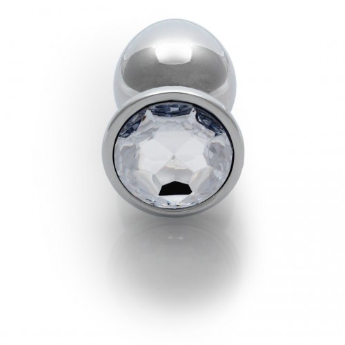 Μεταλλική Πρωκτική Σφήνα Με Στρογγυλό Κόσμημα - Shots Round Gem Butt Plug Silver/Clear Medium