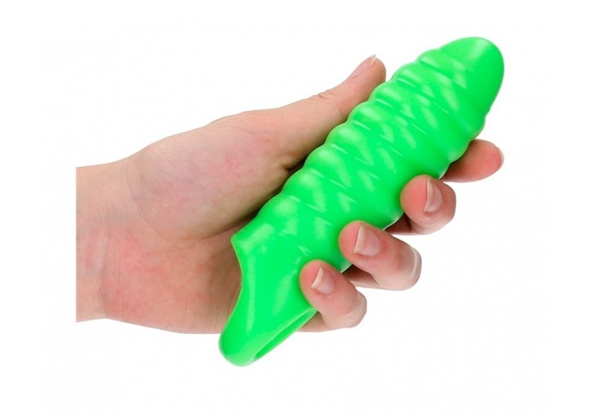 Shots Ouch Glow In The Dark Swirl Thick Stretchy Penis Sleeve 16cm