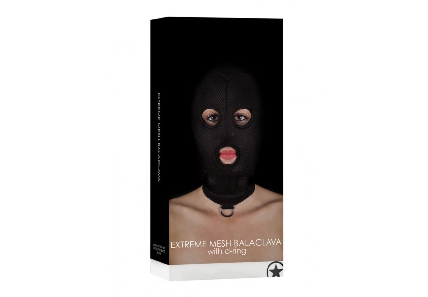 Μαύρη Φετιχιστική Κουκούλα Με Κρίκο - Shots Ouch Extreme Mesh Balaclava With D Ring Black