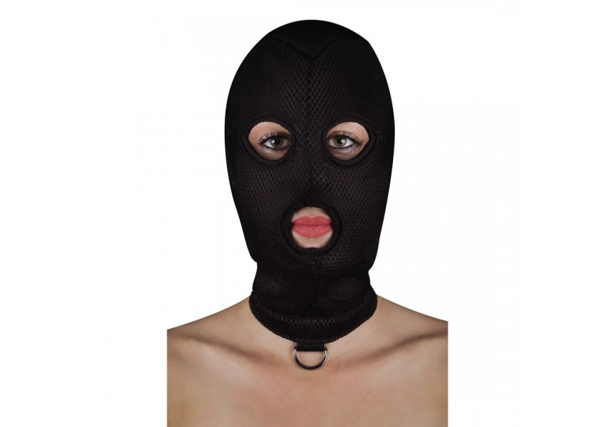 Μαύρη Φετιχιστική Κουκούλα Με Κρίκο - Shots Ouch Extreme Mesh Balaclava With D Ring Black