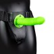 Shots Ouch Glow In The Dark Twisted Hollow Strap On Green 20cm