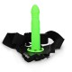 Shots Ouch Glow In The Dark Twisted Hollow Strap On Green 20cm