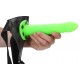 Shots Ouch Glow In The Dark Twisted Hollow Strap On Green 20cm