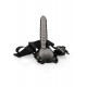 Shots Ouch Ribbed Hollow Strap On With Balls Gunmetal 21cm