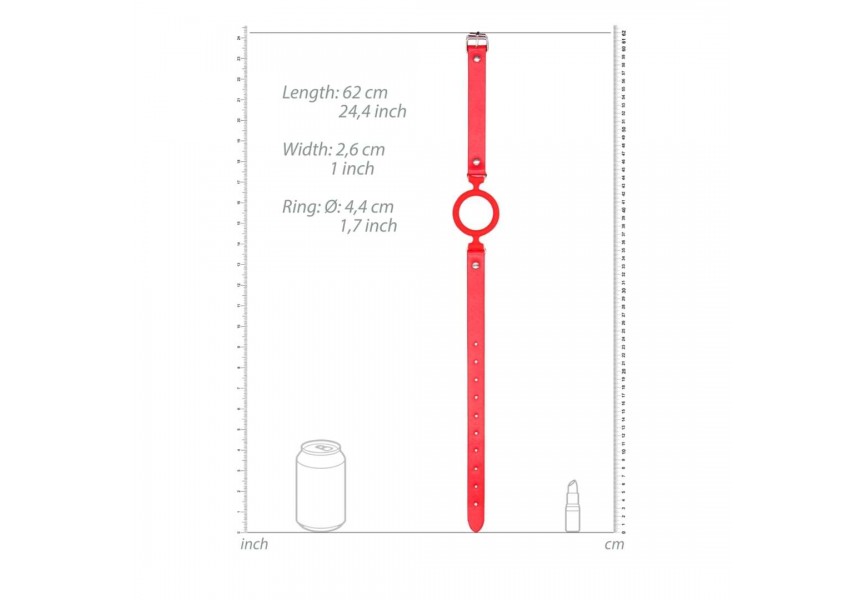 Κόκκινο Φίμωτρο Με Ανοιχτό Δαχτυλίδι Σιλικόνης - Shots Ouch Silicone Ring Gag With Leather Straps Red