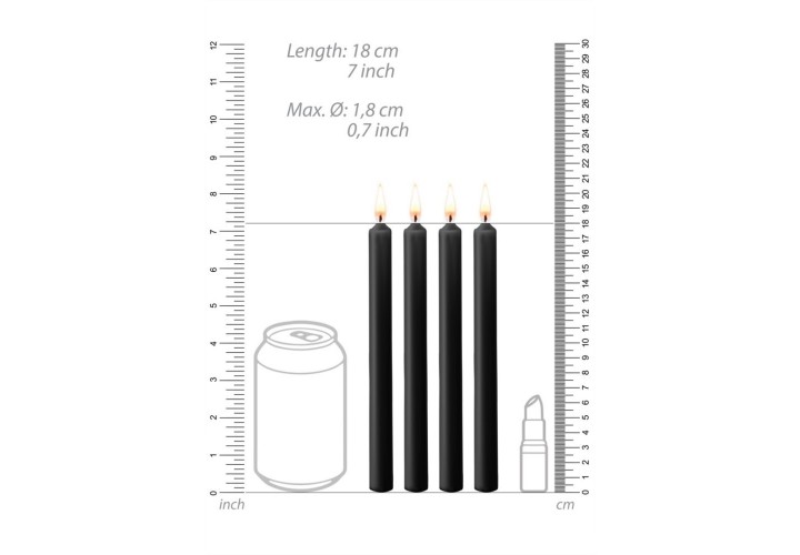 Μαύρα Φετιχιστικά Κεριά Βασανισμού - Shots Ouch Teasing Wax Candles Large Black 4 Pcs