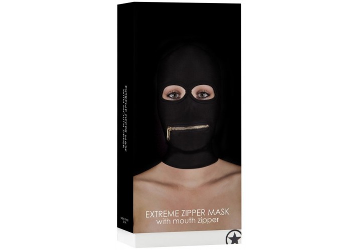 Μαύρη Φετιχιστική Κουκούλα Με Φερμουάρ - Shots Ouch Extreme Fetish Zipper Mask Black