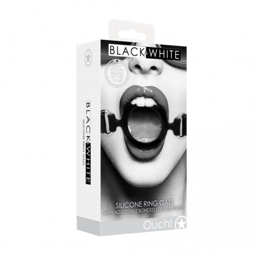 Μαύρο Ανοιχτό Φίμωτρο Σιλικόνης - Shots Ouch Silicone Ring Gag With Adjustable Bonded Leather Straps