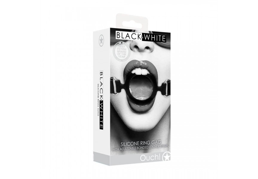 Μαύρο Ανοιχτό Φίμωτρο Σιλικόνης - Shots Ouch Silicone Ring Gag With Adjustable Bonded Leather Straps