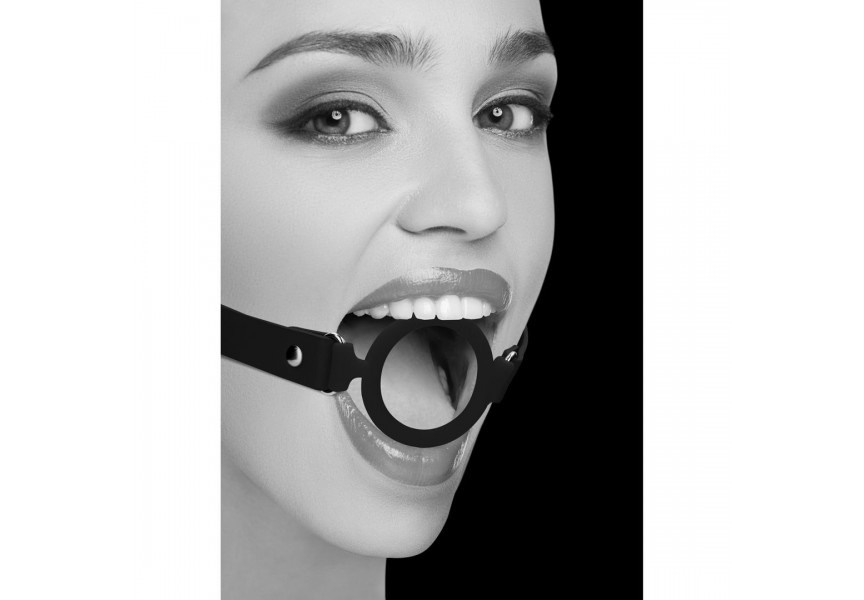 Μαύρο Ανοιχτό Φίμωτρο Σιλικόνης - Shots Ouch Silicone Ring Gag With Adjustable Bonded Leather Straps