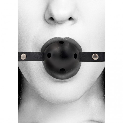 Shots Ouch Breathable Ball Gag With Bonded Straps Black