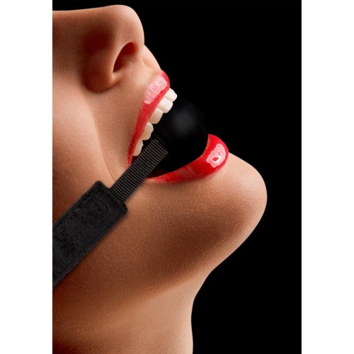 Shots Ouch Velcro Adjustable Silicone Ball Gag Black