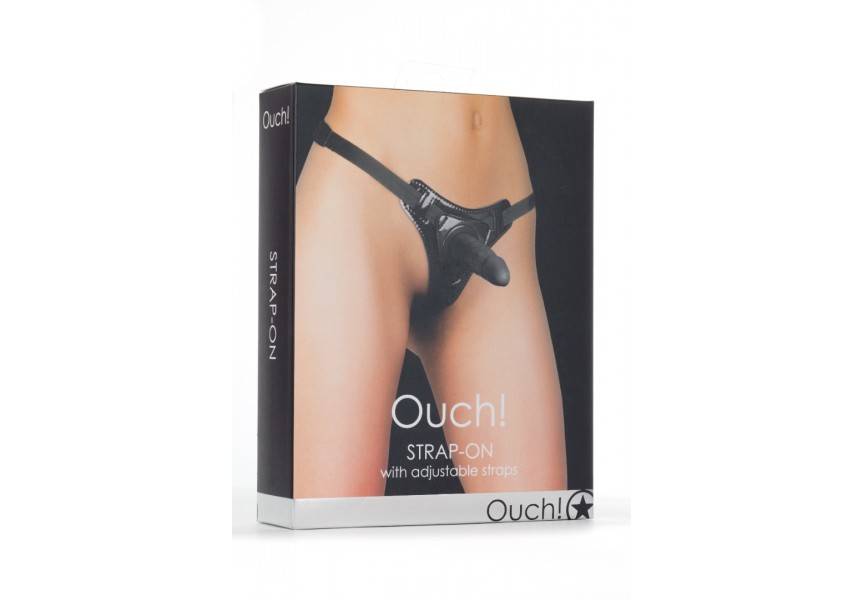 Μαύρο Ομοίωμα Πέους Με Ζώνη - Shots Ouch Strap On Dildo With Adjustable Straps Black 11cm