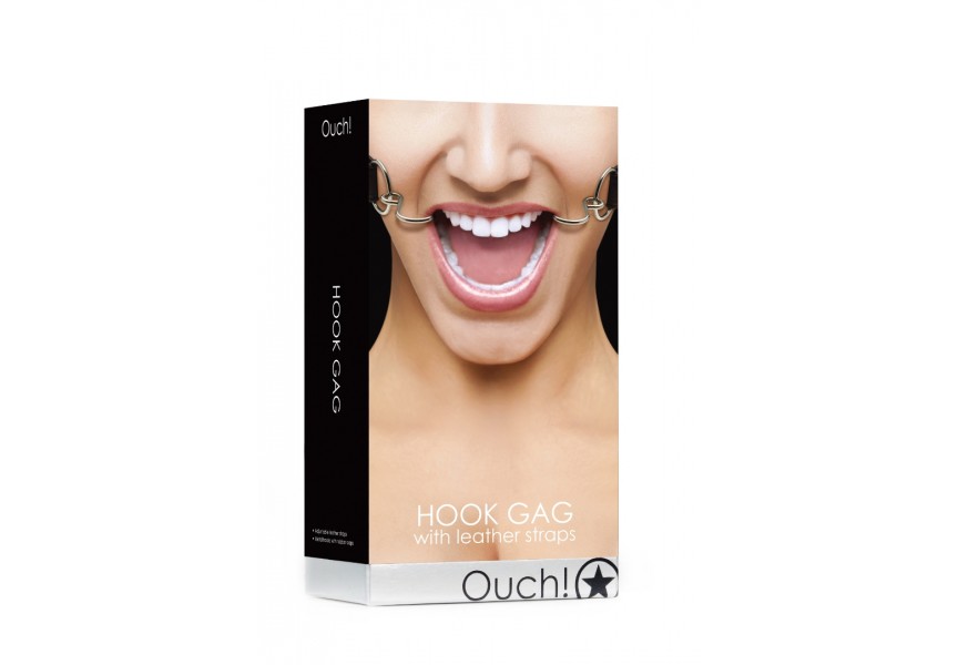 Μεταλλικό Φίμωτρο Με Γάντζους - Shots Ouch Hook Gag With Leather Straps Black