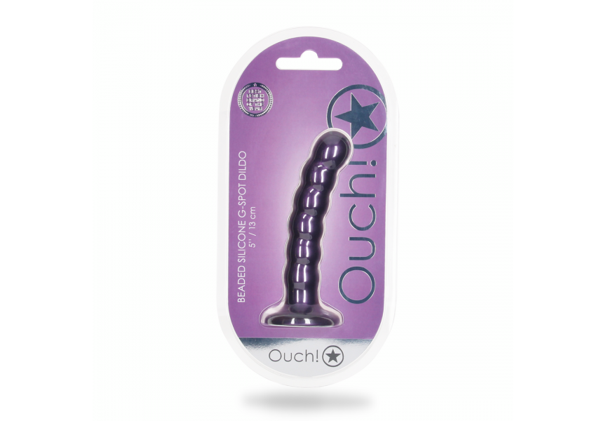 Shots Ouch Smooth Beaded Silicone G Spot Dildo Purple 13.8cm