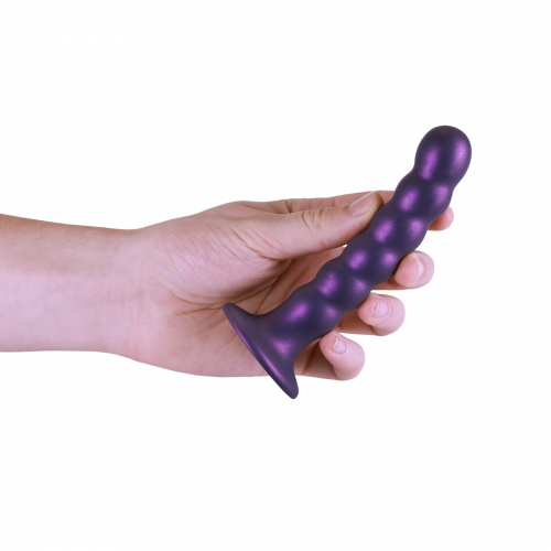 Shots Ouch Smooth Beaded Silicone G Spot Dildo Purple 13.8cm