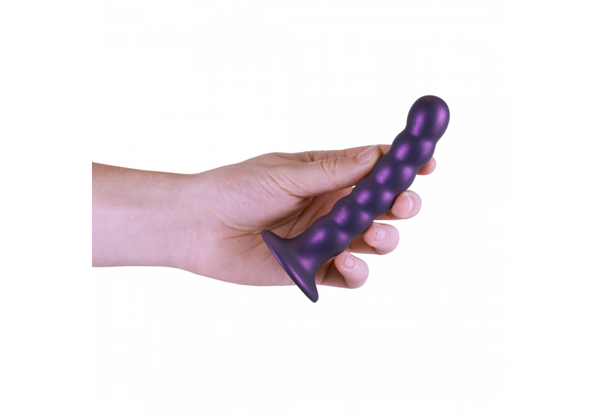 Μη Ρεαλιστικό Ομοίωμα Σιλικόνης Με Βεντούζα - Shots Ouch Smooth Beaded Silicone G Spot Dildo Purple 13.8cm