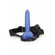 Shots Ouch Ribbed Hollow Strap On With Balls Metallic Blue 21cm
