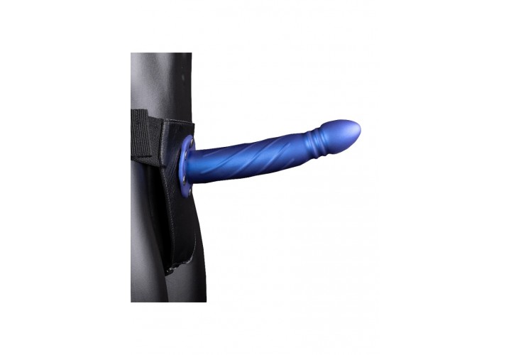 Shots Ouch Twisted Hollow Strap On Metallic Blue 20cm