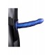 Μπλε Κούφιο Ομοίωμα Με Ζώνη & Ραβδώσεις - Shots Ouch Twisted Hollow Strap On Metallic Blue 20cm