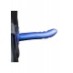 Μπλε Κούφιο Ομοίωμα Με Ζώνη & Ραβδώσεις - Shots Ouch Textured Curved Hollow Strap On Blue 20cm