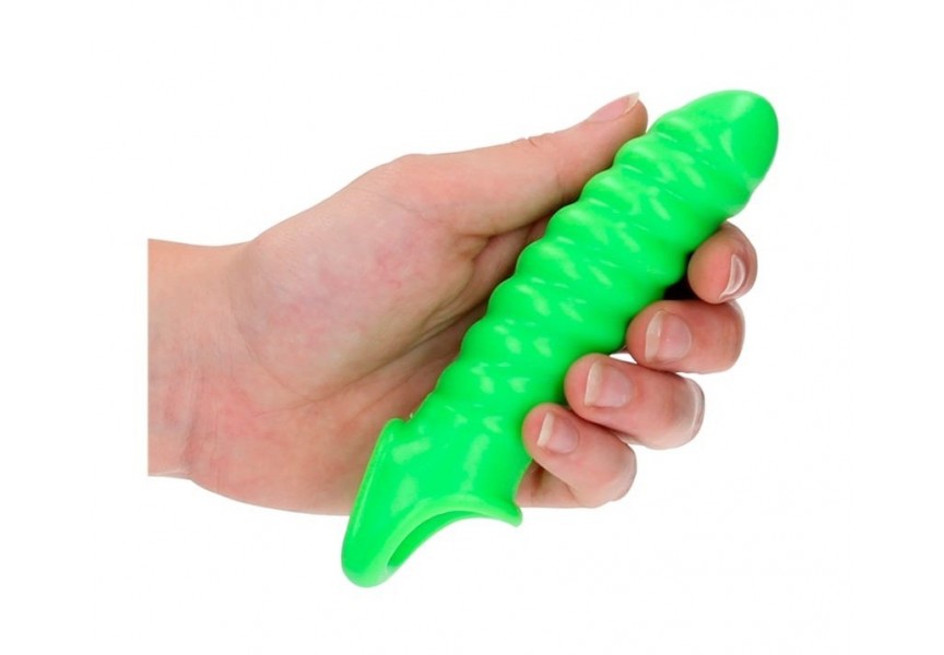 Shots Ouch Glow In The Dark Swirl Thick Stretchy Penis Sleeve 15cm