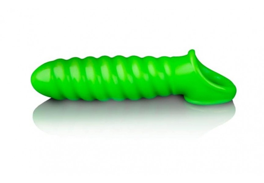 Shots Ouch Glow In The Dark Swirl Thick Stretchy Penis Sleeve 15cm