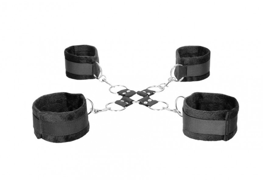 Shots Ouch Velcro Hogtie With Hand & Ankle Cuffs Black