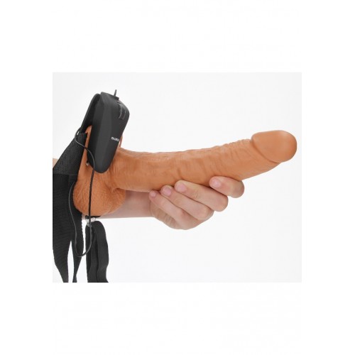 Shots Real Rock Vibrating Hollow Strap On With Balls Latin 23cm