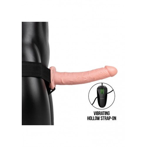 Shots Real Rock Vibrating Hollow Strap On Flesh 25cm