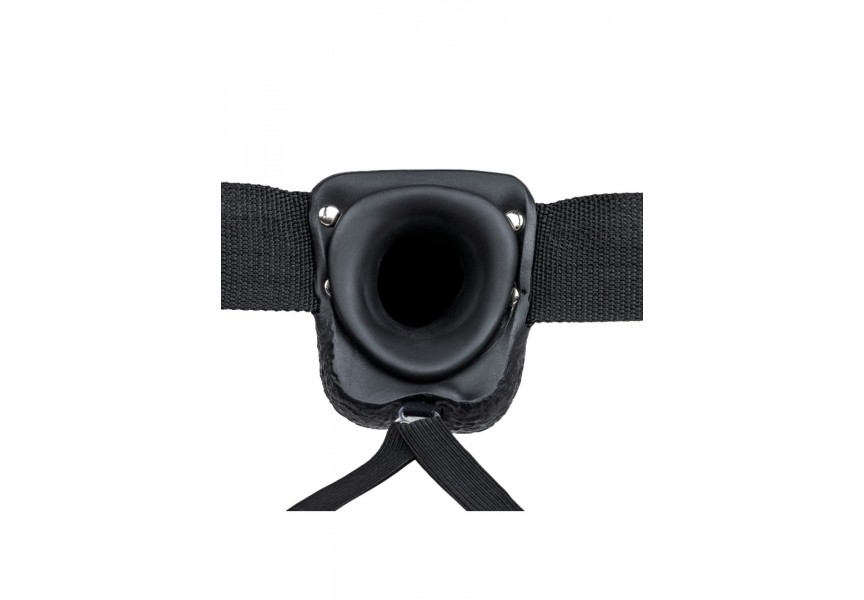 Shots Real Rock Hollow Strap On With Balls Black 23cm