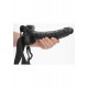 Shots Real Rock Hollow Strap On With Balls Black 23cm
