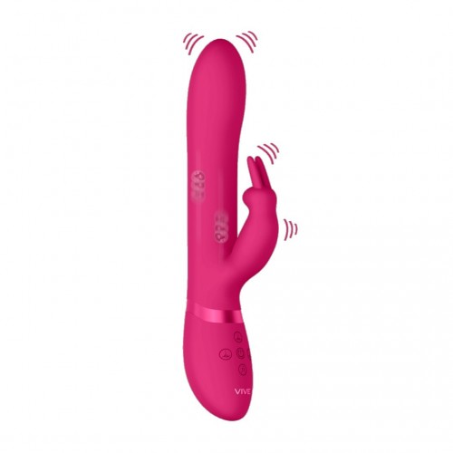 Ροζ Κολπικός & Κλειτοριδικός Δονητής Με Κινούμενες Μπίλιες - Shots Vive Amoris Stimulating Beads Rabbit Pink 23cm