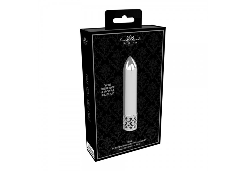 Shots Glitz Powerful Rechargeable Mini Vibrator Silver 8.8cm