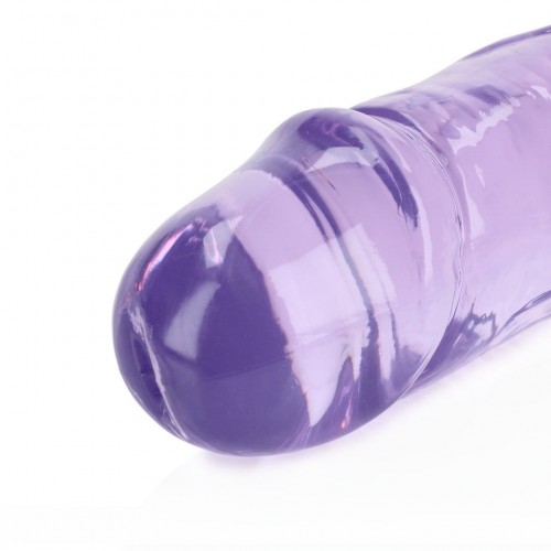 Μωβ Διπλό Ομοίωμα Πέους - Shots Real Rock Crystal Jelly Realistic Double Dong Purple 34cm