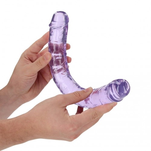 Shots Real Rock Crystal Jelly Realistic Double Dong Purple 34cm