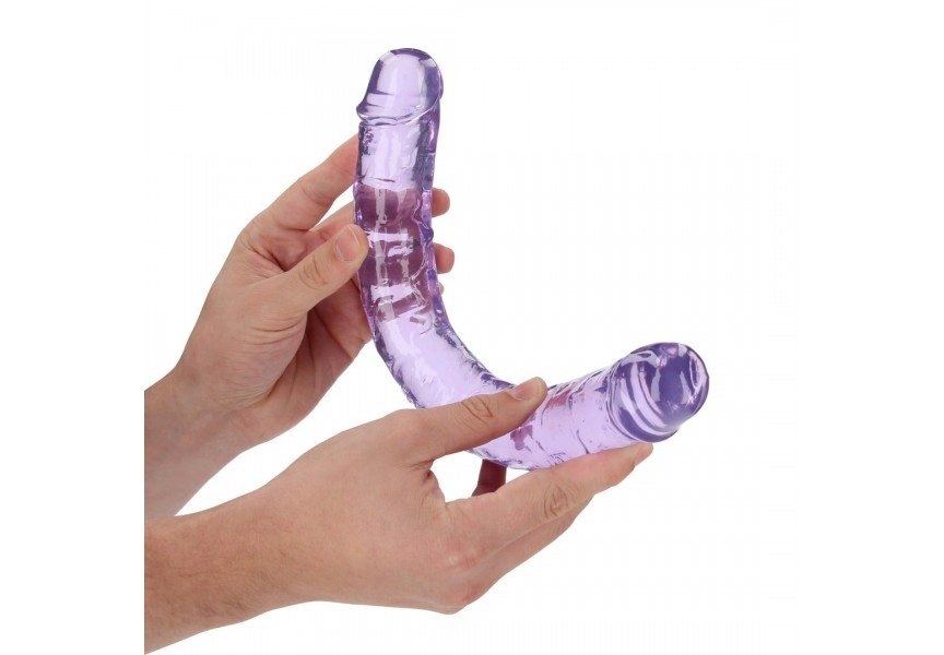 Shots Real Rock Crystal Jelly Realistic Double Dong Purple 34cm
