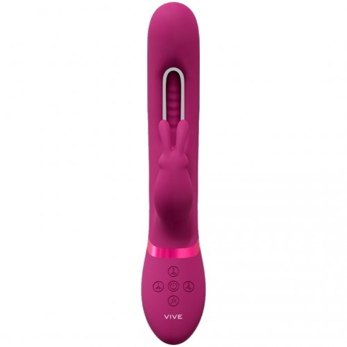 Shots Vive Mika Triple Motor Vibrating Rabbit With G Spot Flapping Stimulator Pink 23cm