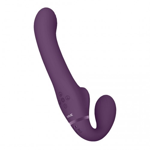 Shots Vive Ai Dual Vibrating & Air Wave Tickler Strapless Strapon Purple 23.5cm