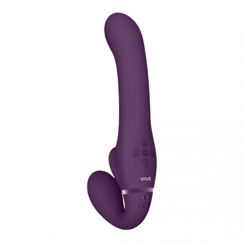 Shots Vive Ai Dual Vibrating & Air Wave Tickler Strapless Strapon Purple 23.5cm