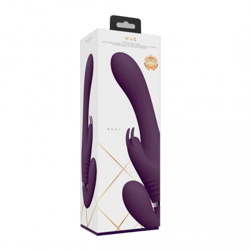 Shots Vive Suki Vibrating Strapless Strap On Rabbit Purple 22cm