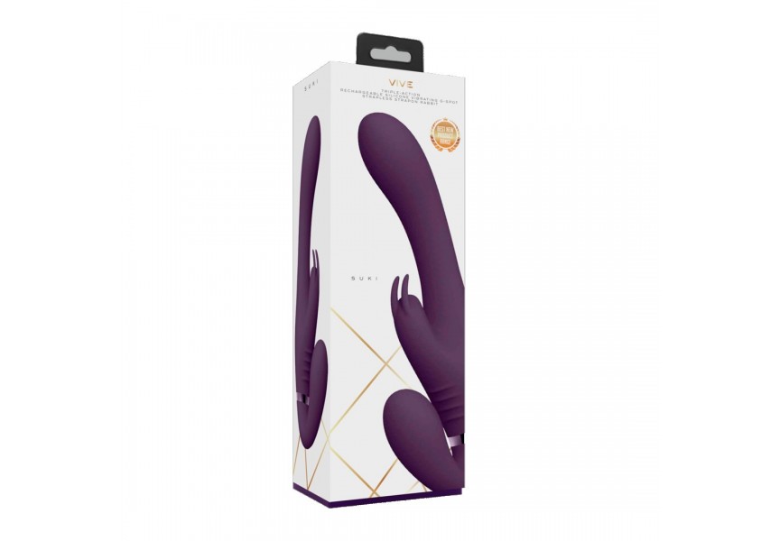 Shots Vive Suki Vibrating Strapless Strap On Rabbit Purple 22cm