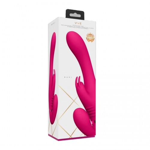 Shots Vive Suki Vibrating Strapless Strap On Rabbit Pink 22cm