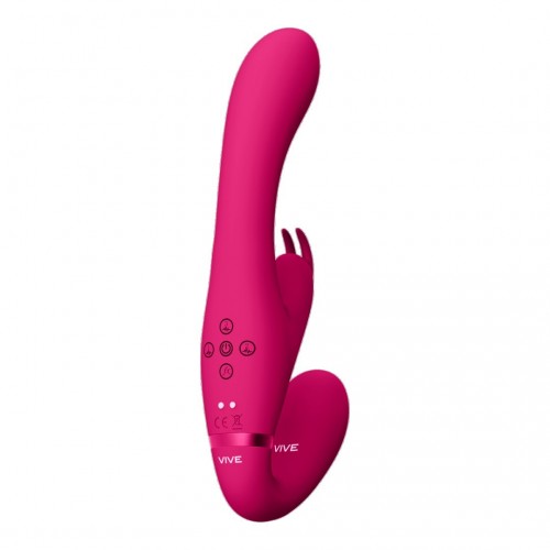 Shots Vive Suki Vibrating Strapless Strap On Rabbit Pink 22cm