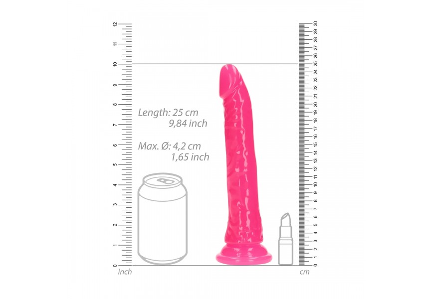 Φωσφοριζέ Ρεαλιστικό Ομοίωμα Πέους - Shots Slim Realistic Dildo With Suction Cup Glow In The Dark Pink 25cm