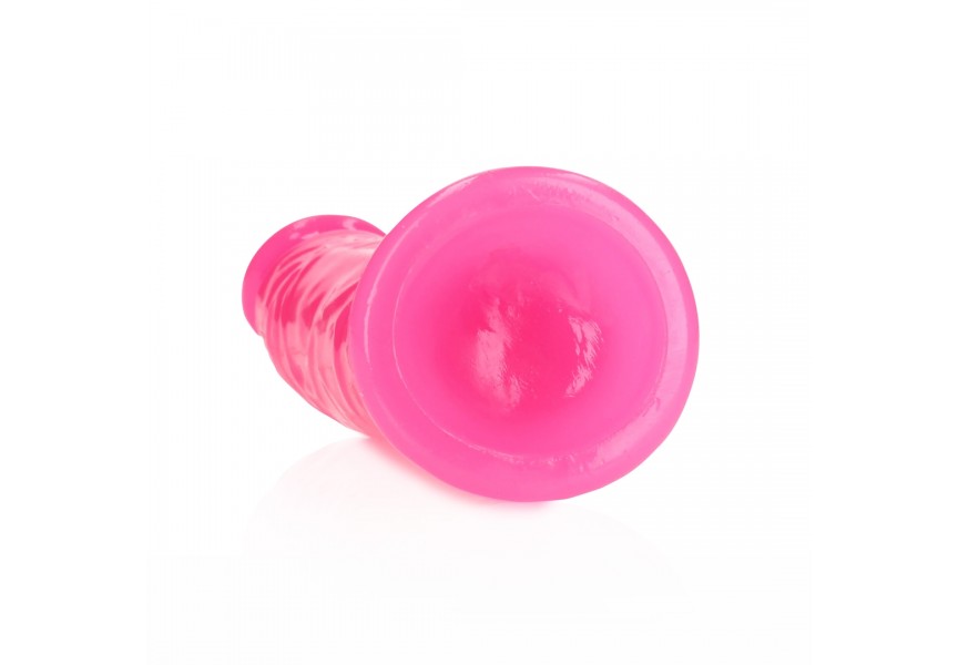 Shots Slim Realistic Dildo With Suction Cup Glow In The Dark Pink 17.5cm